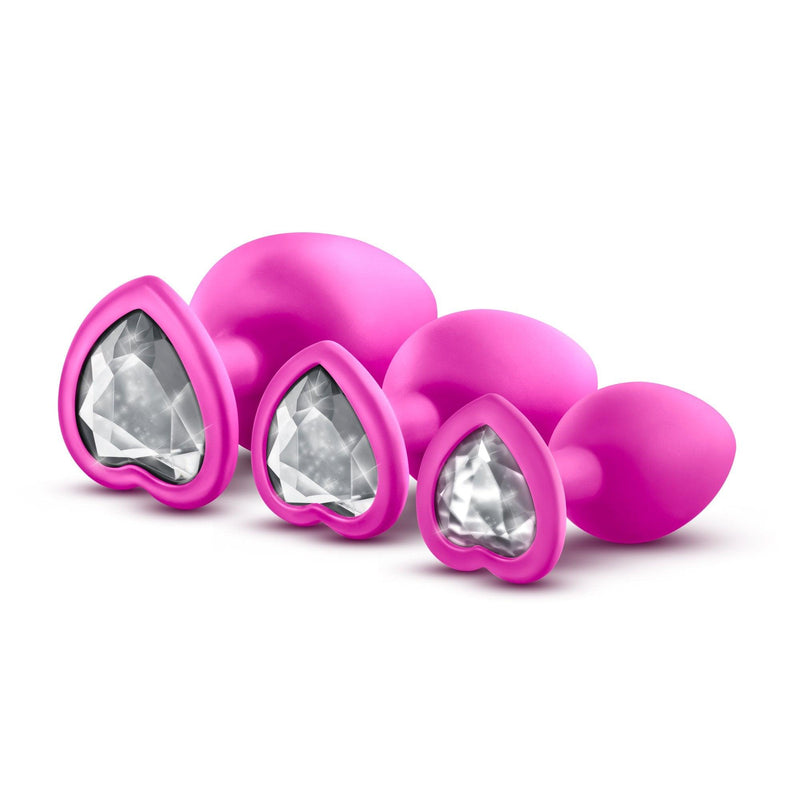 Luxe - Bling Plugs Training Kit - Pink With White Gems - The Dildo Hub