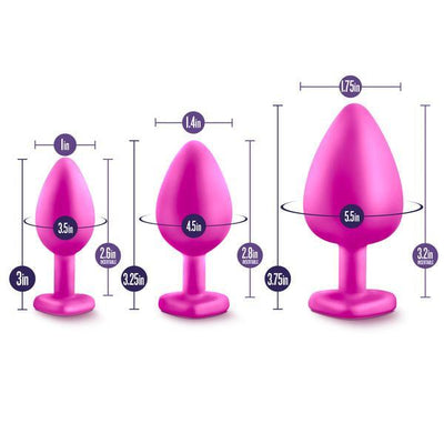 Luxe - Bling Plugs Training Kit - Pink With White Gems - The Dildo Hub