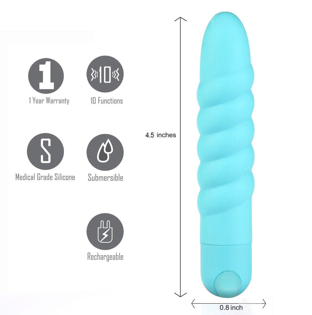 Maia Lola Silicone 10-Function Vibrating Twisty Bullet Blue - The Dildo Hub