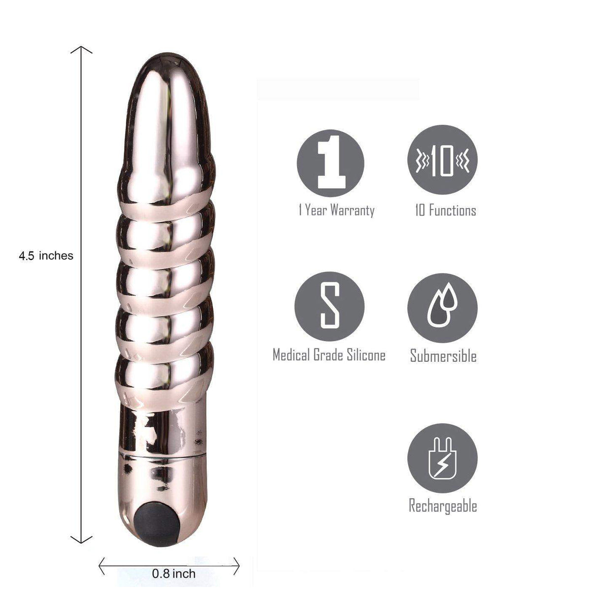 Maia Lola Silicone 10-Function Vibrating Twisty Bullet Rose Gold - The Dildo Hub