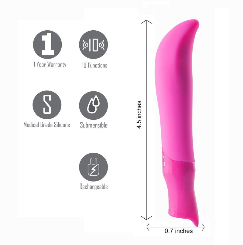 Maia Maddie Silicone 10-Function G-Spot Bullet Vibrator - Neon Pink - The Dildo Hub