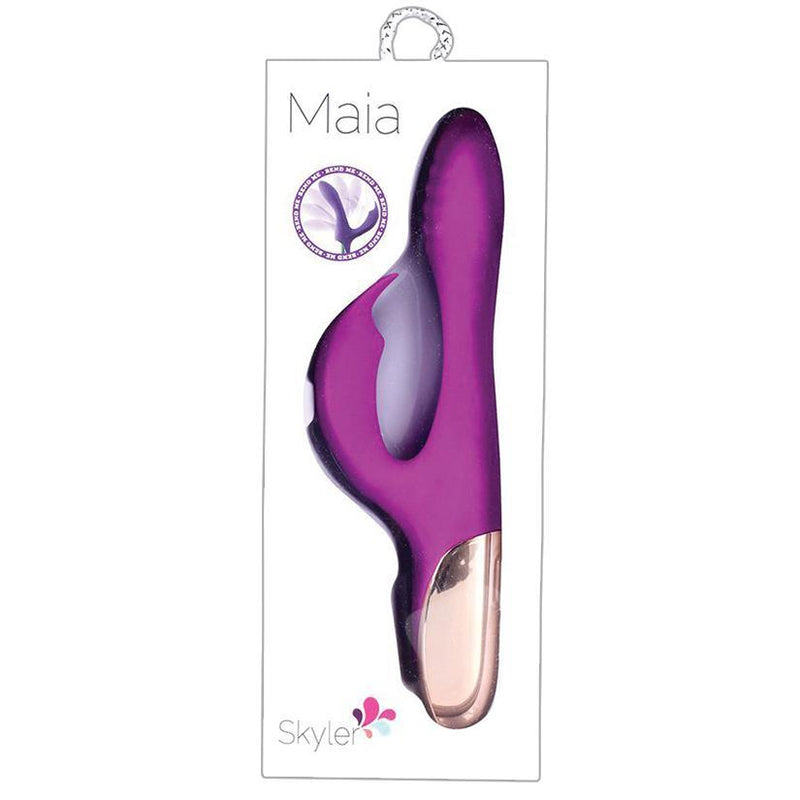 Maia Skyler Rechargeable Silicone Bendable Rabbit Vibrator Purple - The Dildo Hub