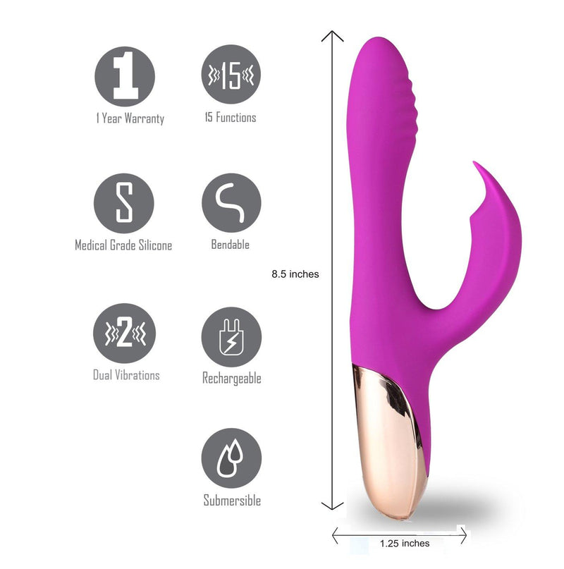 Maia Skyler Rechargeable Silicone Bendable Rabbit Vibrator Purple - The Dildo Hub