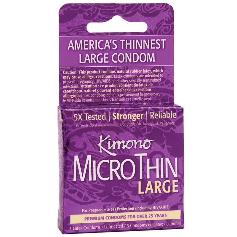 Microthin Large Condoms - 3 Pack | Kimono - The Dildo Hub