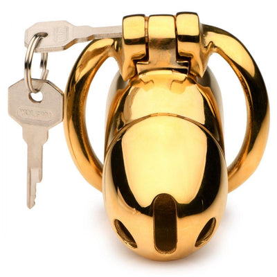 Midas 18K Gold-Plated Locking Chastity Cage - The Dildo Hub