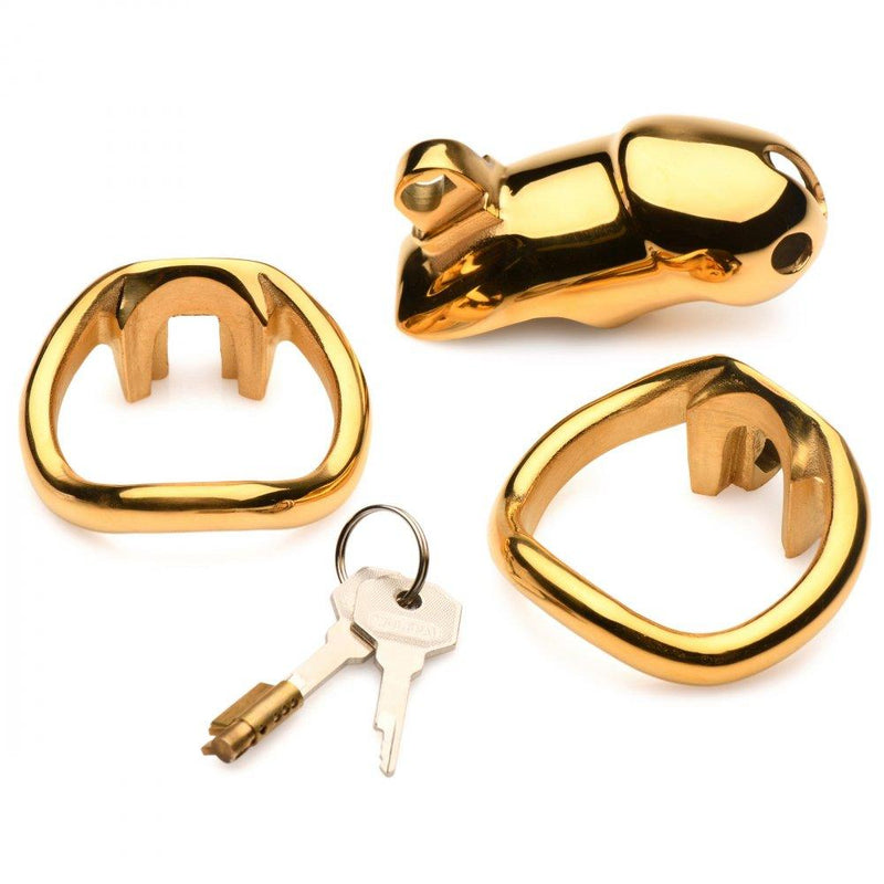 Midas 18K Gold-Plated Locking Chastity Cage - The Dildo Hub