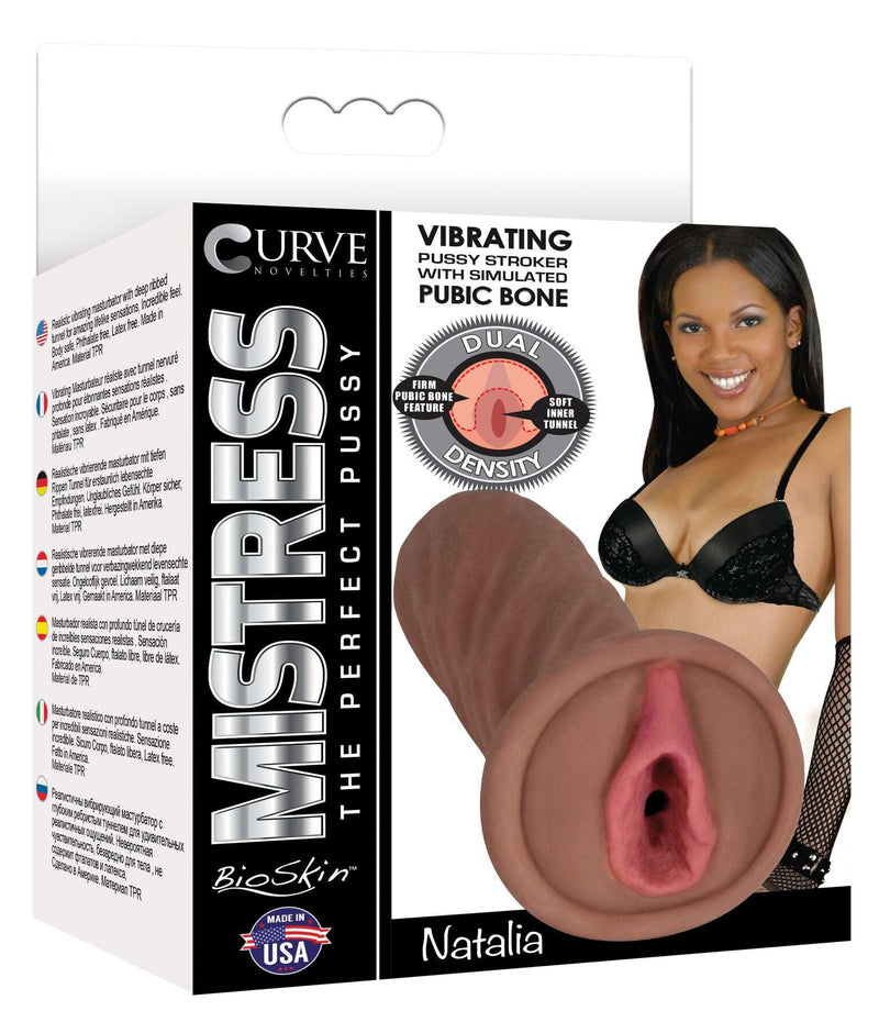 Mistress Natalia BioSkin Vibrating Pussy Stroker- Brown - The Dildo Hub