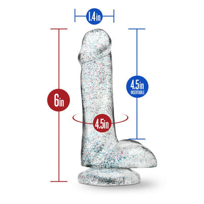 Naturally Yours - 6 Inch Glitter Cock - Sparkling Clear - The Dildo Hub