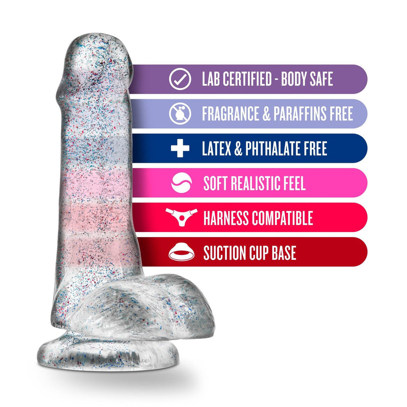 Naturally Yours - 6 Inch Glitter Cock - Sparkling Clear - The Dildo Hub