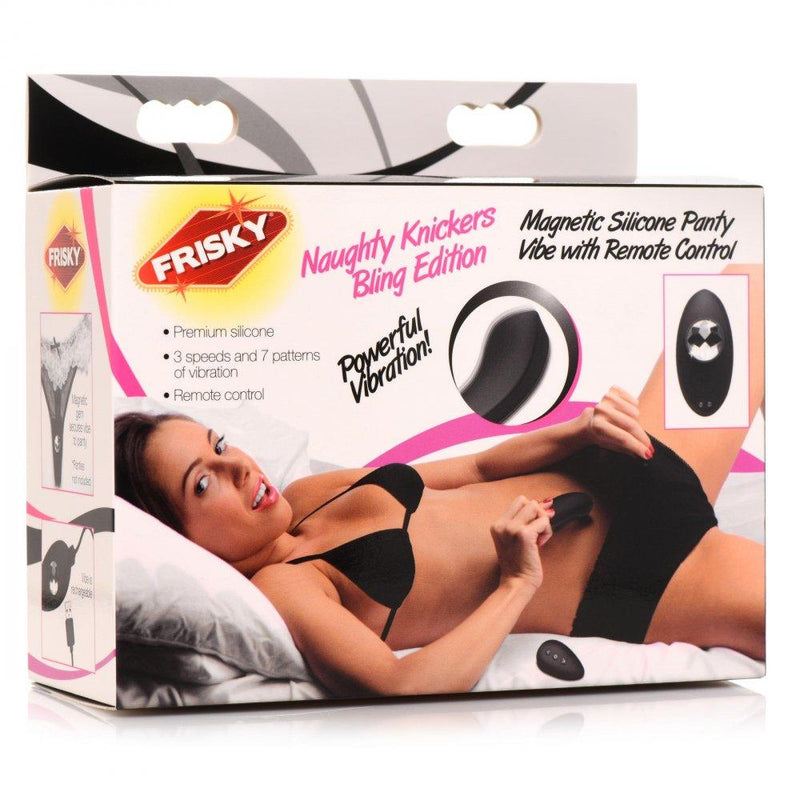 Naughty Knickers Bling Edition Silicone Remote Panty Vibe - Black - The Dildo Hub