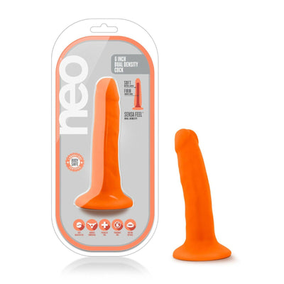 Neo - 5.5 Inch Dual Density Cock - Neon Orange - The Dildo Hub