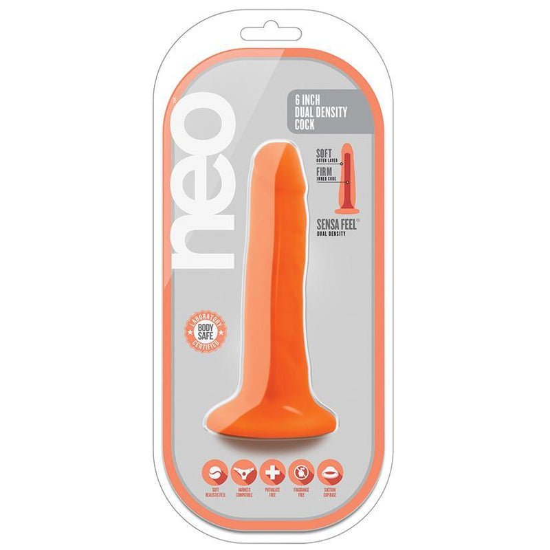 Neo - 5.5 Inch Dual Density Cock - Neon Orange - The Dildo Hub