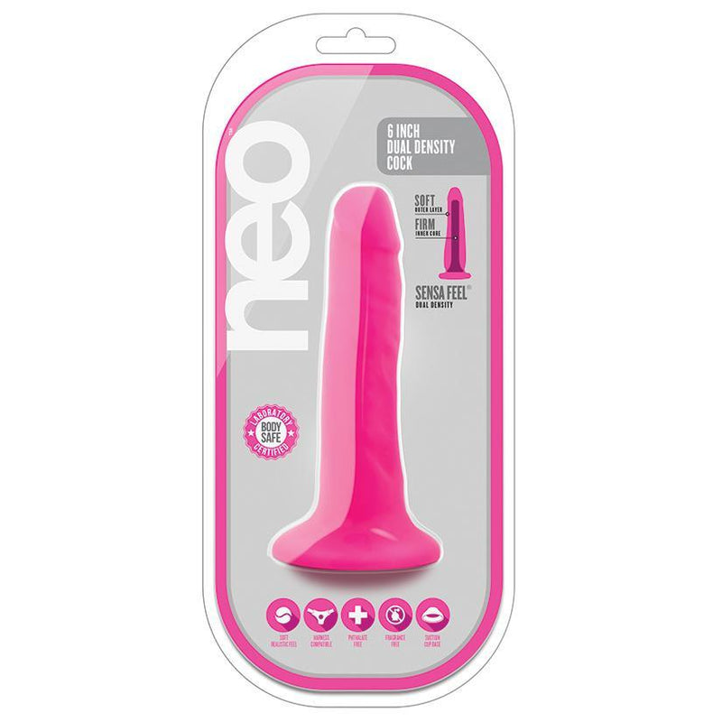 Neo - 5.5 Inch Dual Density Cock - Neon Pink - The Dildo Hub