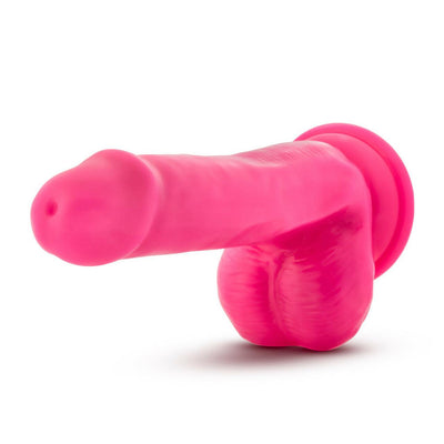 Neo - 6 Inch Dual Density Cock With Balls - Neon Pink - The Dildo Hub