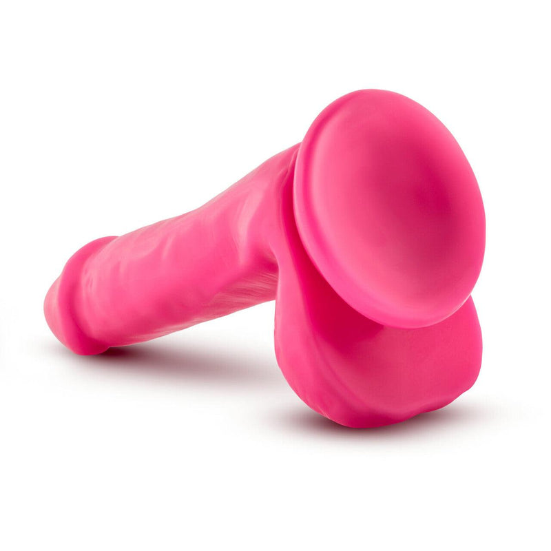 Neo - 6 Inch Dual Density Cock With Balls - Neon Pink - The Dildo Hub