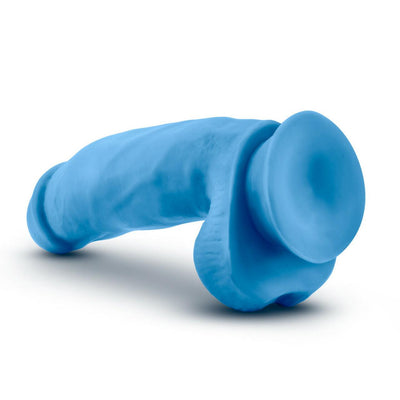 Neo Elite Silicone Dual Density Cock with Balls-Neon Blue 7 Inch - The Dildo Hub