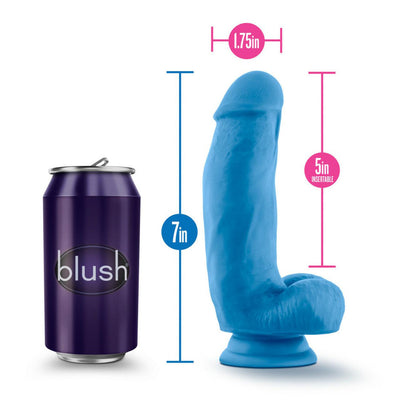 Neo Elite Silicone Dual Density Cock with Balls-Neon Blue 7 Inch - The Dildo Hub