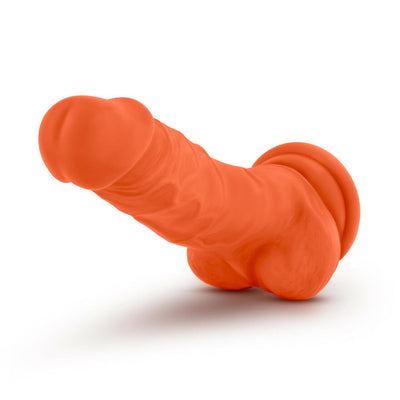 Neo Elite Silicone Dual Density Cock with Balls-Neon Orange 7.5 Inch - The Dildo Hub