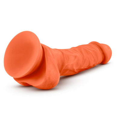 Neo Elite Silicone Dual Density Cock with Balls-Neon Orange 7.5 Inch - The Dildo Hub