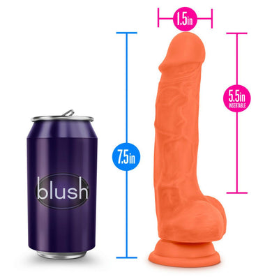 Neo Elite Silicone Dual Density Cock with Balls-Neon Orange 7.5 Inch - The Dildo Hub