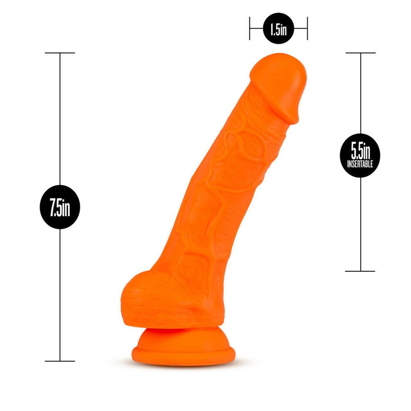 Neo Elite Silicone Dual Density Cock with Balls-Neon Orange 7.5 Inch - The Dildo Hub