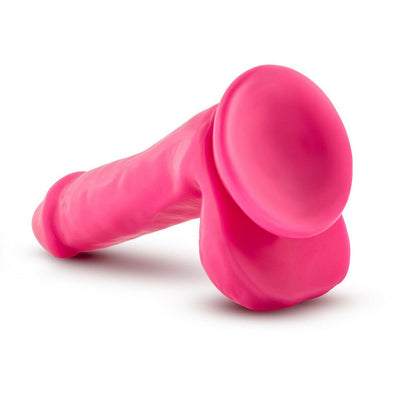 Neo Elite Silicone Dual Density Cock with Balls-Neon Pink 6 Inch - The Dildo Hub