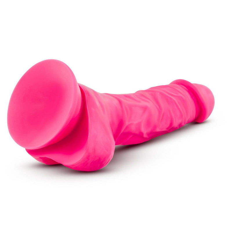 Neo Elite Silicone Dual Density Cock with Balls-Neon Pink 7.5 Inch - The Dildo Hub