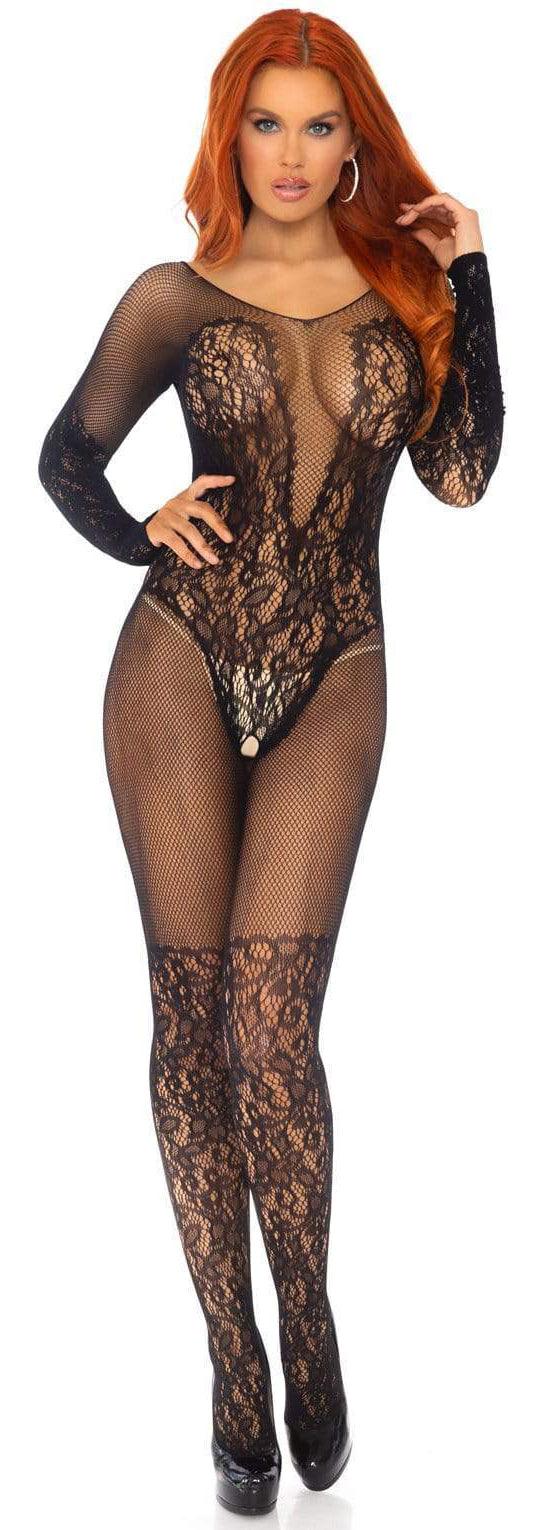 Net and Lace Crotchless Bodystocking - The Dildo Hub