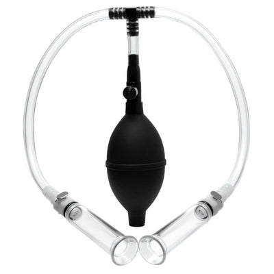 Nipple Pumping System with Dual Detachable Acrylic Cylinders - The Dildo Hub