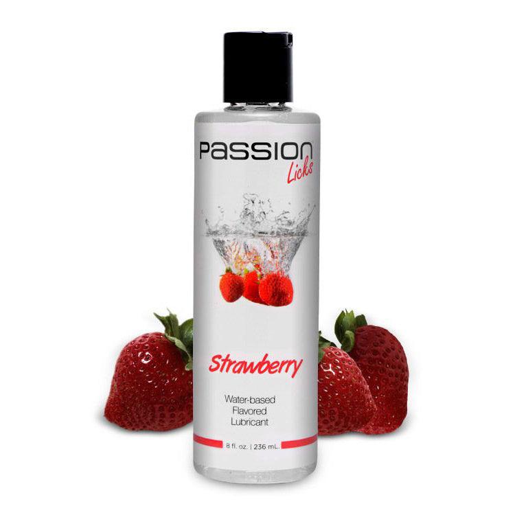 Passion Licks Strawberry Water Based Flavored Lubricant - 8 oz - The Dildo Hub