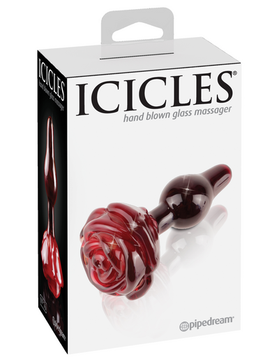 Icicles No. 76 Red Rose Glass Butt Plug | Pipedream  from thedildohub.com