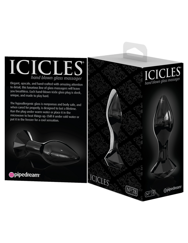Icicles 78 Black Glass Butt Plug | Pipedream Sex Toys from thedildohub.com