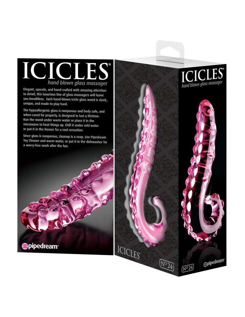 Icicles No. 24 Pink Glass Tentacle Dildo | Pipedream  from thedildohub.com