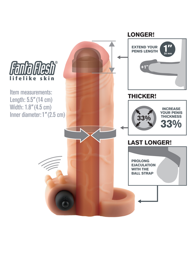Fantasy X-Tensions Vibrating Real Feel 1-In. Penis Extension | Pipedream  from The Dildo Hub