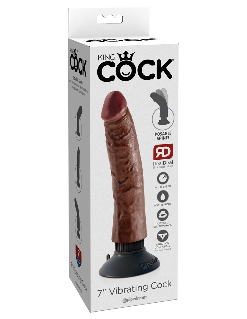 King Cock 7-Inch Vibrating Cock - Brown  from thedildohub.com