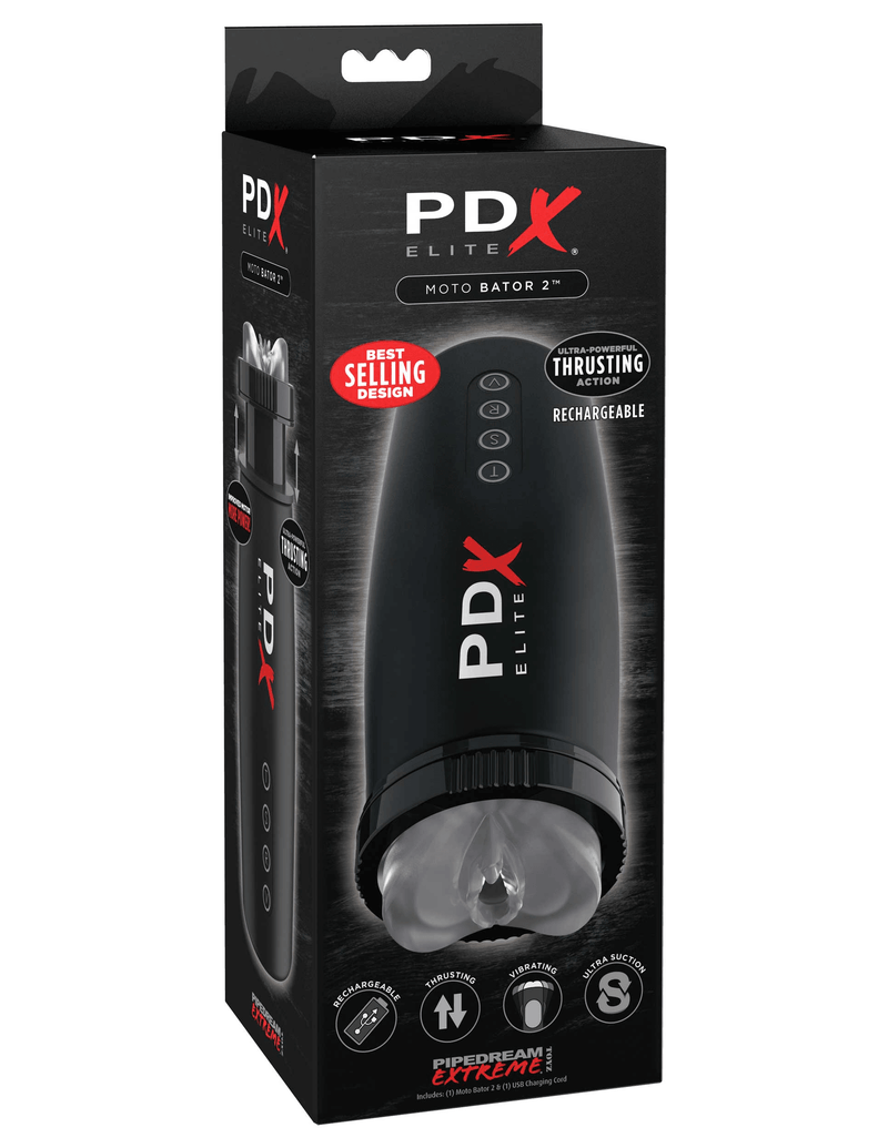 PDX Elite Moto-Bator Masturbator 2 - Clear/Black | Pipedream - The Dildo Hub