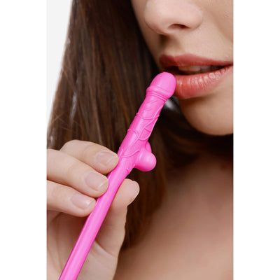 Penis Sipping Straws 10 Pack - Pink - The Dildo Hub