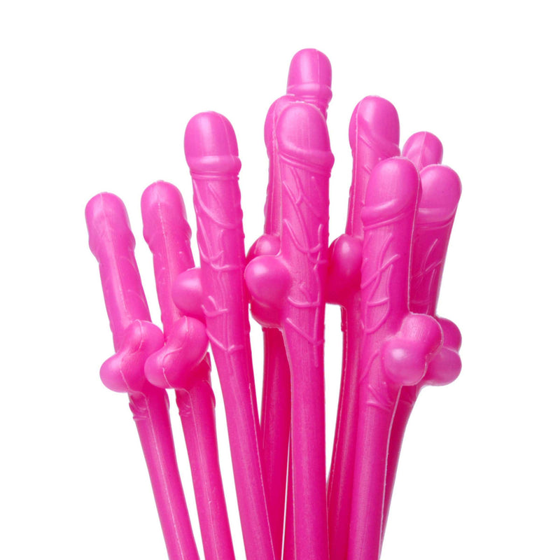 Penis Sipping Straws 10 Pack - Pink - The Dildo Hub