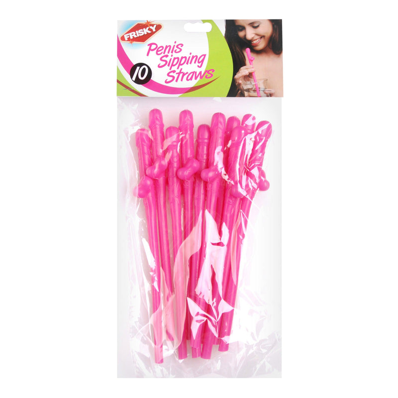 Penis Sipping Straws 10 Pack - Pink - The Dildo Hub