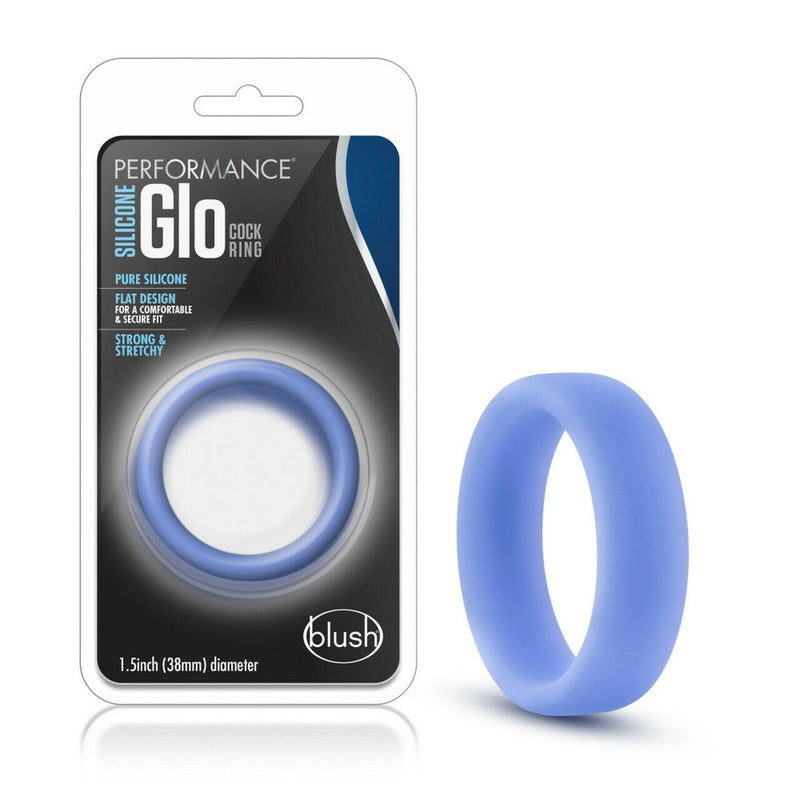 Performance - Silicone Glo Cock Ring - Blue Glow | Blush - The Dildo Hub