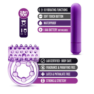 Performance Vibrating Cock Ring 101 Starter Series - Purple | Blush - The Dildo Hub