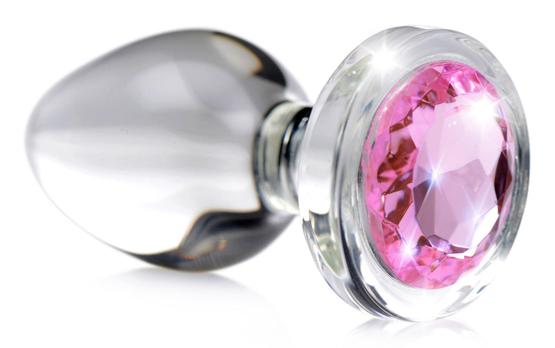 Pink Gem Glass Anal Plug - Large - The Dildo Hub