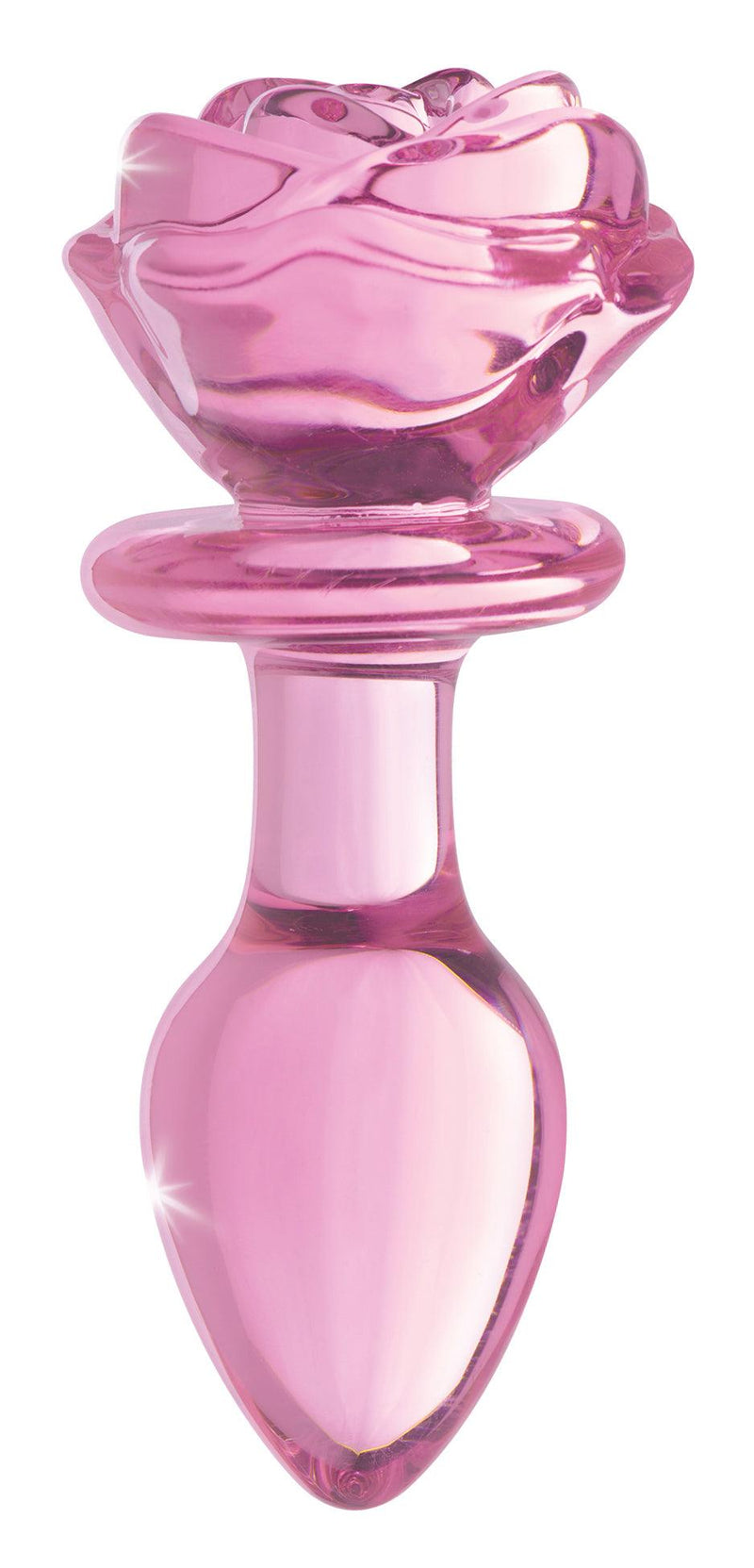 Pink Rose Glass Anal Plug - Medium - The Dildo Hub