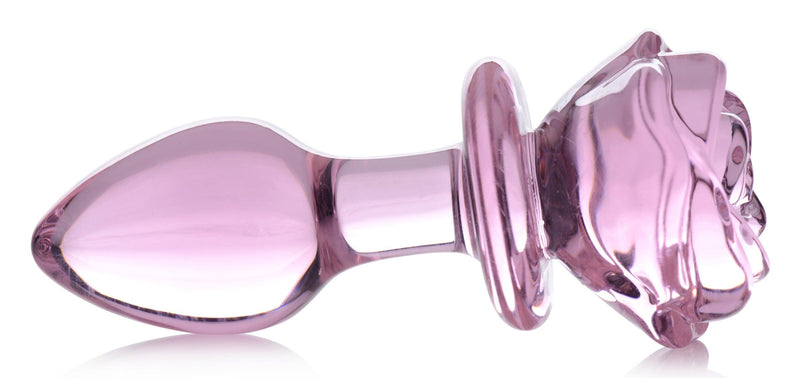 Pink Rose Glass Anal Plug - Medium - The Dildo Hub