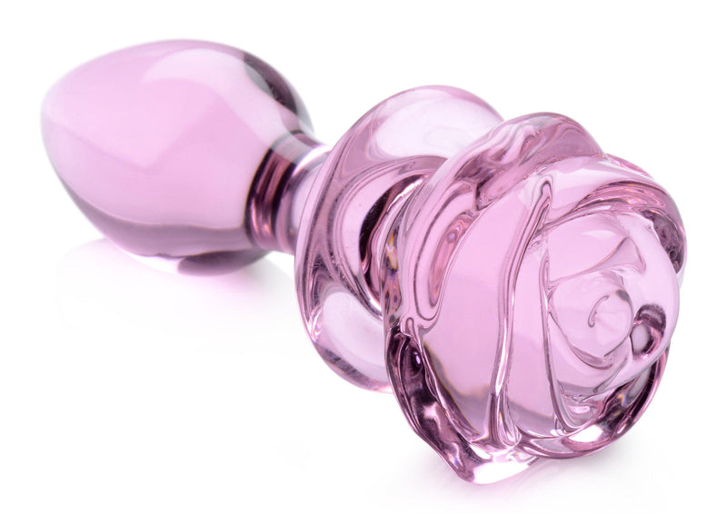 Pink Rose Glass Anal Plug - Medium - The Dildo Hub