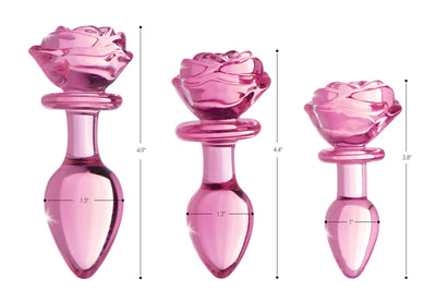 Pink Rose Glass Anal Plug - Medium - The Dildo Hub