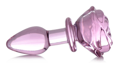 Pink Rose Glass Anal Plug - Small - The Dildo Hub