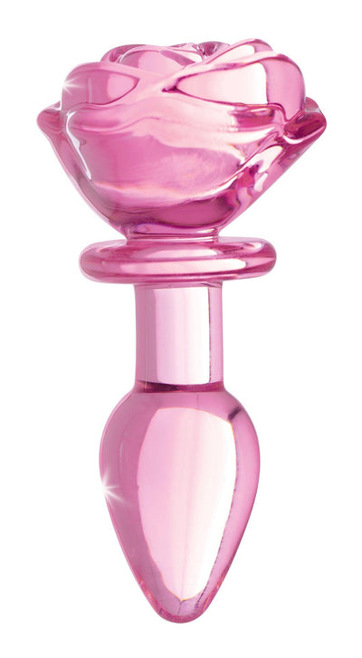 Pink Rose Glass Anal Plug - Small - The Dildo Hub