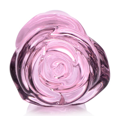 Pink Rose Glass Anal Plug - Small - The Dildo Hub