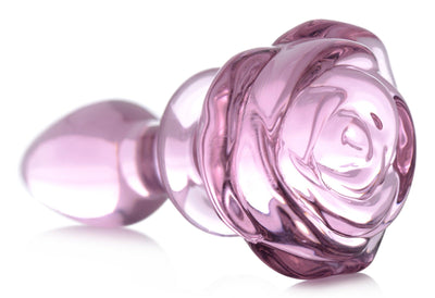 Pink Rose Glass Anal Plug - Small - The Dildo Hub